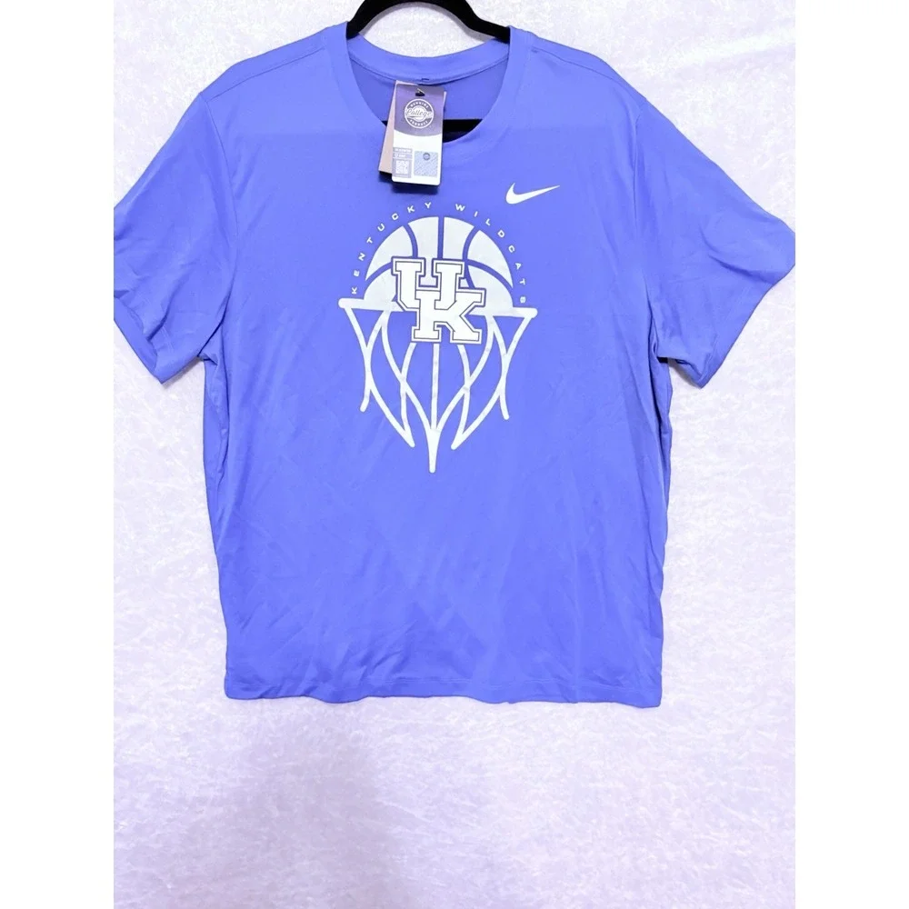 Nike Kentucky Wildcats T Shirt Mens XXL Blue Dri Fit UK Basketball Short Sle
